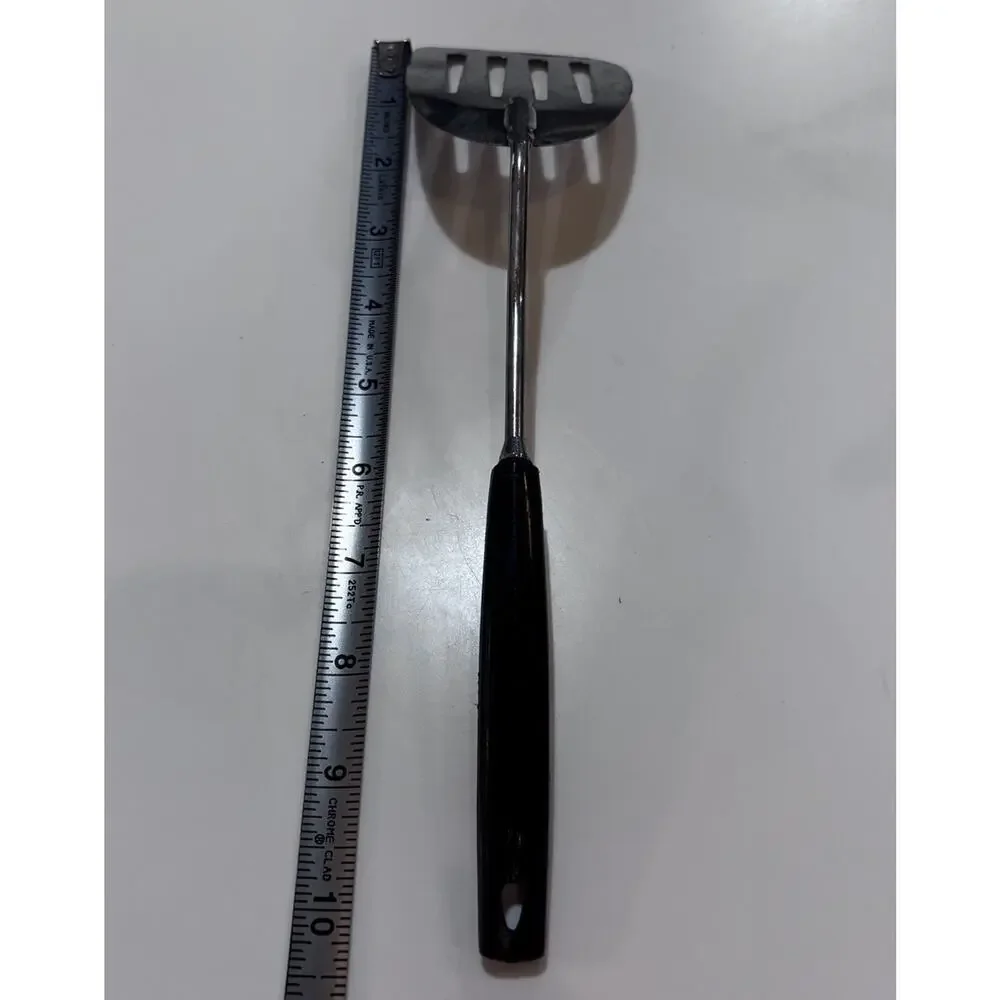 Vintage Ekco Long Angled Spatula Turner Slotted USA Black Handle 10.5